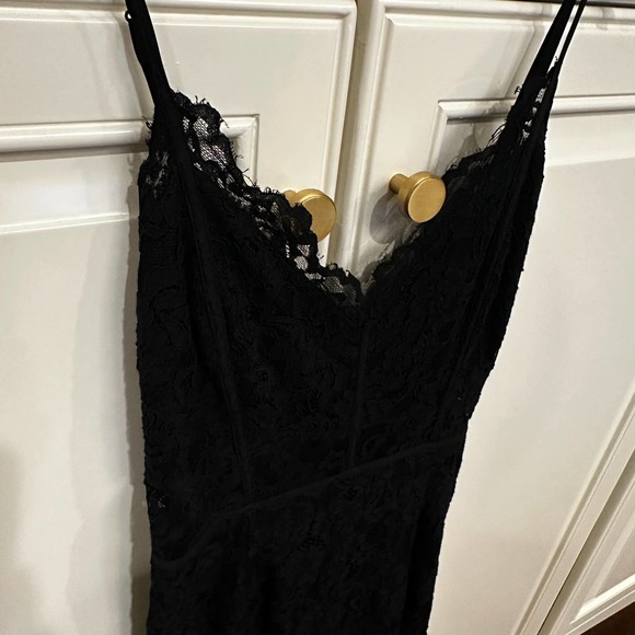 Tobi Women’s Black Lace Prom Formal Maxi Slip Dress High Slit - Picture 3 of 9